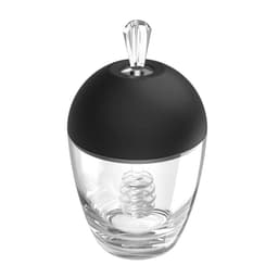 Meleira Porta Mel Pote Para Mel Com Tampa E Pegador Plástico Preto