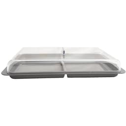 Porta Frios Duplo Pote Para Queijo Fatiado Com Tampa Empilhável Chumbo