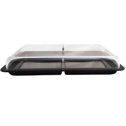 Porta Frios Duplo Pote Para Queijo Fatiado Com Tampa Empilhável Preto