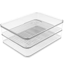 Porta Frios Duplo Transparente Organizador Clear Fresh Porta Queijo E Presunto OU