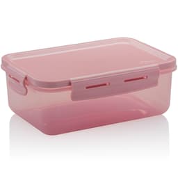 Pote Click Retangular 1280ml Com Tampa Hermética E Trava Rosa