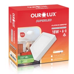Plafon Quadrado Sobrepor Branco (6400 K 18W)