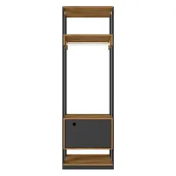 Guarda Roupa Modulado Closet Titan 1 Porta Preto Velluto/Freijó - PR Móveis