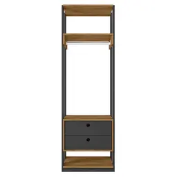 Guarda Roupa Modulado Closet Titan 2 Gavetas Preto Velluto/Freijó - PR Móveis