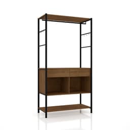 Guarda Roupa Closet Industrial 2 Gavetas Veneza Preto/Demolição 90cm - Pallazio