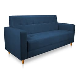 Sofá 03 Lugares 180cm Atenas Suede Azul Marinho Pés Castanho - Pallazio