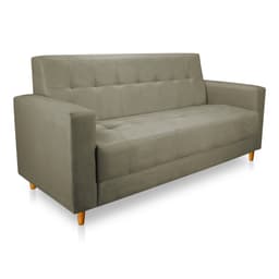 Sofá 03 Lugares 180cm Atenas Suede Marrom Rato Pés Castanho - Pallazio