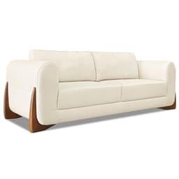 Sofá Living 2 Lugares 1,60m Lottus Linho Natural Pés Castanho - Pallazio