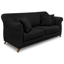Sofá Living 2 Lugares 1,60m Vênus Suede Preto Pés Castanho - Pallazio