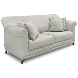 Sofá Living 2 Lugares 1,60m Vênus Veludo Cinza Prata Pés Castanho - Pallazio