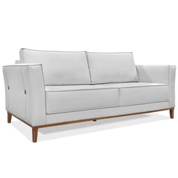 Sofá Living 2 Lugares 1,70m Vega Linho Cinza Pés Castanho - Pallazio