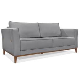 Sofá Living 2 Lugares 1,70m Vega Linho Grafite Pés Castanho - Pallazio