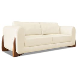 Sofá Living 2 Lugares 1,80m Lottus Linho Bege Pés Castanho - Pallazio