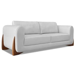 Sofá Living 2 Lugares 1,80m Lottus Linho Cinza Pés Castanho - Pallazio