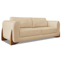 Sofá Living 2 Lugares 1,80m Lottus Linho Dourado Pés Castanho - Pallazio