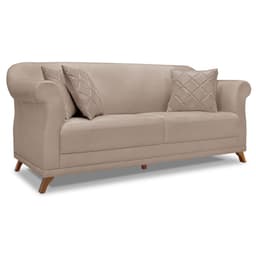 Sofá Living 2 Lugares 1,80m Vênus Linho Areia Pés Castanho - Pallazio