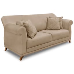 Sofá Living 2 Lugares 1,80m Vênus Suede Bege Pés Castanho - Pallazio