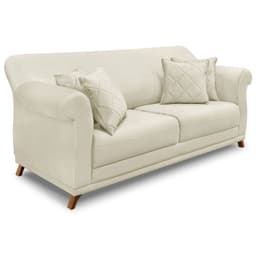 Sofá Living 2 Lugares 1,80m Vênus Veludo Bege Pés Castanho - Pallazio