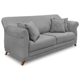 Sofá Living 2 Lugares 1,80m Vênus Veludo Cinza Grafite Pés Castanho - Pallazio