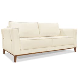 Sofá Living 2 Lugares 1,90m Vega Linho Bege Pés Castanho - Pallazio