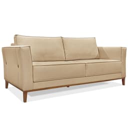 Sofá Living 2 Lugares 1,90m Vega Linho Dourado Pés Castanho - Pallazio