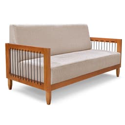 Sofá Living 2 Lugares Marilia 1,60m Linho Areia Base em Madeira Castanho - Pallazio