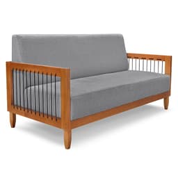 Sofá Living 2 Lugares Marilia 1,60m Linho Grafite Base em Madeira Castanho - Pallazio