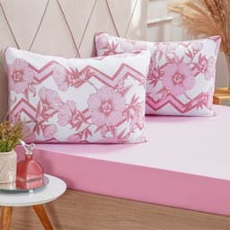 Jogo de Cama Casal Dreams Malha 100% Algodão 138x188x30cm Rosa