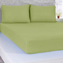 Jogo de Cama Queen Serena 3 pçs Malha 100% Algodão 158x198x30cm Verde