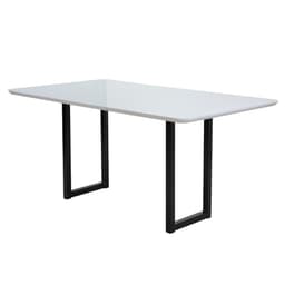 Mesa de Jantar Retangular com Tampo de Vidro Itália Branca e Preta 160 cm