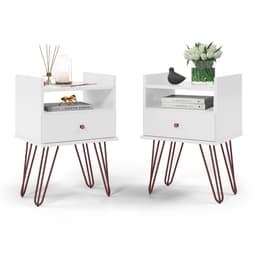 Conjunto com 2 Mesas de Cabeceira Bill 2 Gavetas Branco