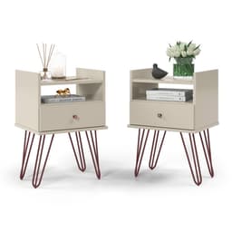 Conjunto com 2 Mesas de Cabeceira Bill 2 Gavetas Off White
