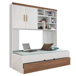 Quarto Infantil Modulado 2 Portas Com Bicama Chiara Carvalho/Branco - Phoenix