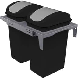 Lixeira Dupla Deslizante 15L Flat Cozinha Aço Pintado Preto