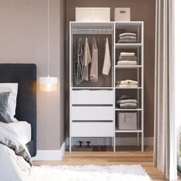 Closet Industrial 3 Gavetas com Cabideiro Branco