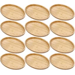 12 Bandejas de Bambu 28cm Plasvale Travessa Petisqueira Oval
