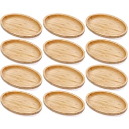 Kit 12 Petisqueiras Bambu Bandeja Oval 23x15cm Restaurante Plasvale Travessa Multiuso