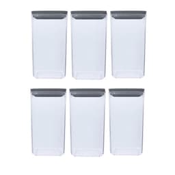 Kit 6 Potes Herméticos Retangulares 1,5L cada Plástico Plasvale Porta Mantimentos Transparente