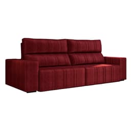 Sofá 4 Lugares Retrátil e Reclinável Barcelona Veludo Vermelho