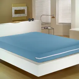 Capa para Colchão Queen Azul Malha 100% Algodão com Zíper Azul Portallar