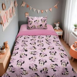 Edredom Solteiro Mickey & Minnie Disney Malha 100% Algodão 150x220cm Big Minnie/Rosa Cravo