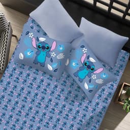 Jogo de Cama Casal 3 Pçs Stitch Disney 70% Algodão 30% Poliéster Stitch Blue