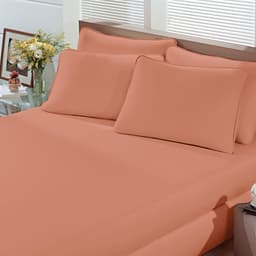 Lençol Malha Liso com Elástico Queen Laranja Linha Cores Portallar 1 peça
