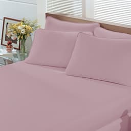 Lençol Malha Liso com Elástico Queen Rosa Quartz Linha Cores Portallar 1 peça