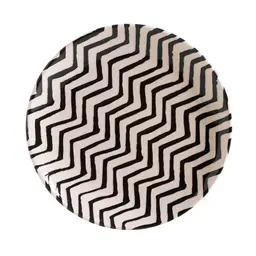 Prato de Sobremesa Chevron Off White e Preto