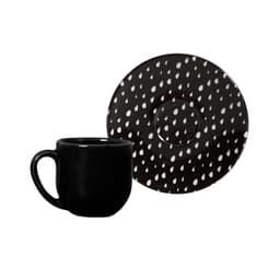 Xícara de Café com Pires Chevron Preta e Branca