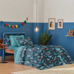 Edredom Solteiro Estampado Atlantix 150x220cm 100% Algodão Shark