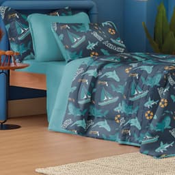 Jogo de Cama Solteiro Atlantix 3 Pçs 88x188x30 100% Algodão Shark