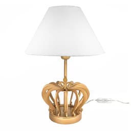 Abajur Coroa Dourada Cúpula Branca Quarto Bebê Infantil Menino Menina