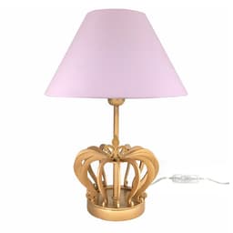 Abajur Coroa Dourada Cúpula Rosa Quarto Bebê Infantil Menina